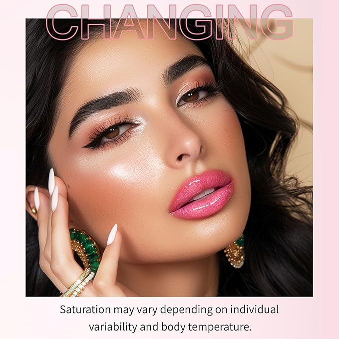 2PCS Magic Black Color Changing Lip Oil,Warm Change Glitter Lip Gloss, Color Changing Lip Oil V2, Color Changing Lip Gloss, Moisturizing Plumping Clear Lips Oil Tinted Lip Plumper Lips Care