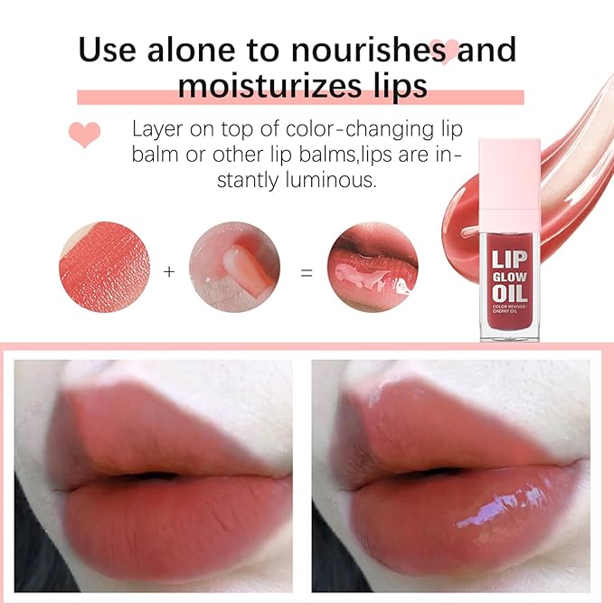 Hydrating Lip Glow Oil, Plumping Lip Gloss, Moisturizing Lip Gloss Lip Balm, Transparent Lip Oil, Non-Sticky Long Lasting Lip Gloss, Tinted Lip Balm for Lip Care,0.28 OZ (#000-Clear, 0.28 OZ)