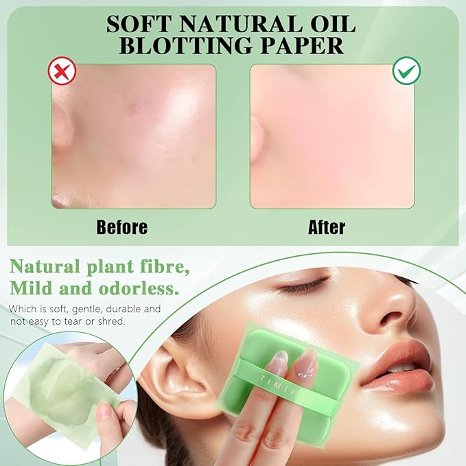 1000 pieces Skin-friendly, non-irritating, gentle blotting paper, Lightweight and breathable blotting paper (Green Tea)