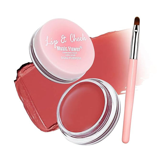 Cream Blush for Cheeks, Lips and Eyes, Natural-Looking, Long-Lasting Face Makeup, Moisturizing Formula Waterproof Blendable Color Blush (Morning Dew Rose)