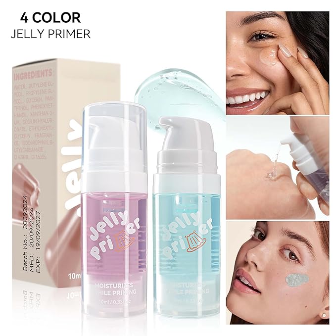 Hydrating Jelly Primer - Smoothing & Deep Moisturizing Base Primer for Dry & Cracked Skin, Long-Lasting Face Primer for Women, 0.33Oz(#03)
