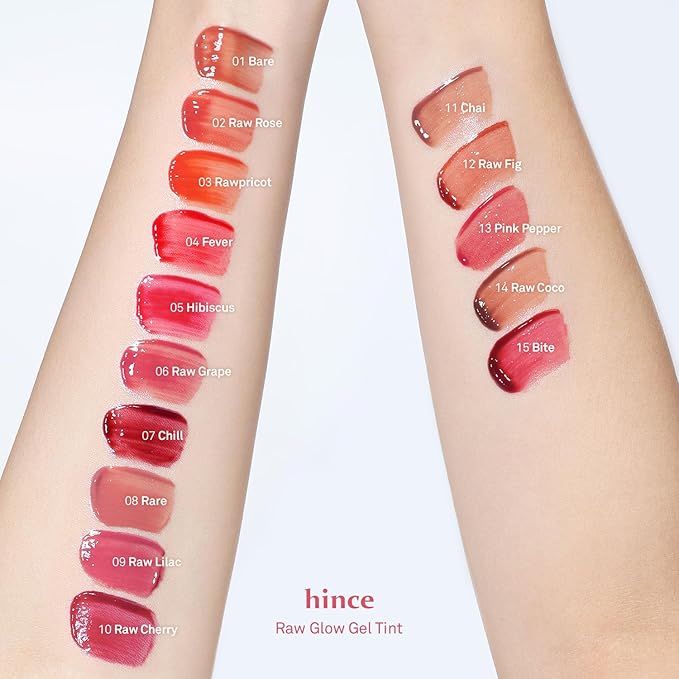 HINCE Raw Glow Gel Tint - Glossy Dewy Lip Tint, Non-Sticky & Long Wearing Lip Gloss for Natural Glass Glow, Moisturizing Liquid Lipstick, Vegan, 0.13 fl.oz. (PINK PEPPER, 13)