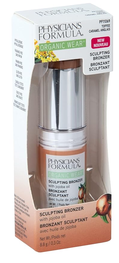Physicians Formula Organic Wear All Natural Sculpting Face Bronzer Makeup Stick Toffee, Dermatologist Approved