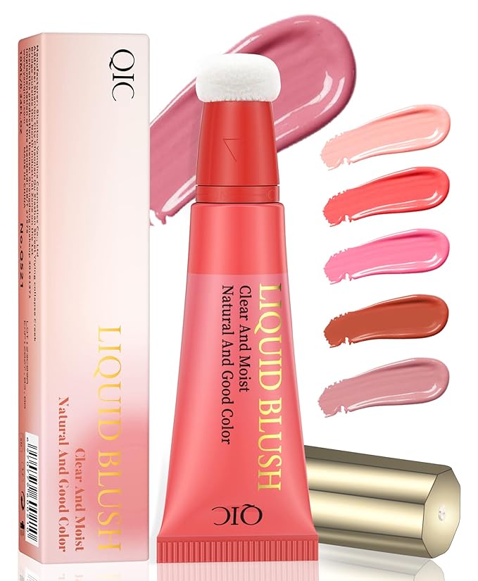 POPMISOLER Liquid Blush for Cheeks, Natural Matte Blush Wand with Cushion Applicator Long-wearing Soft Cream Blush Stick for Cheeks and Lips Blendable Stick Blush Makeup Liquid Cheek Blush, Dark Rose