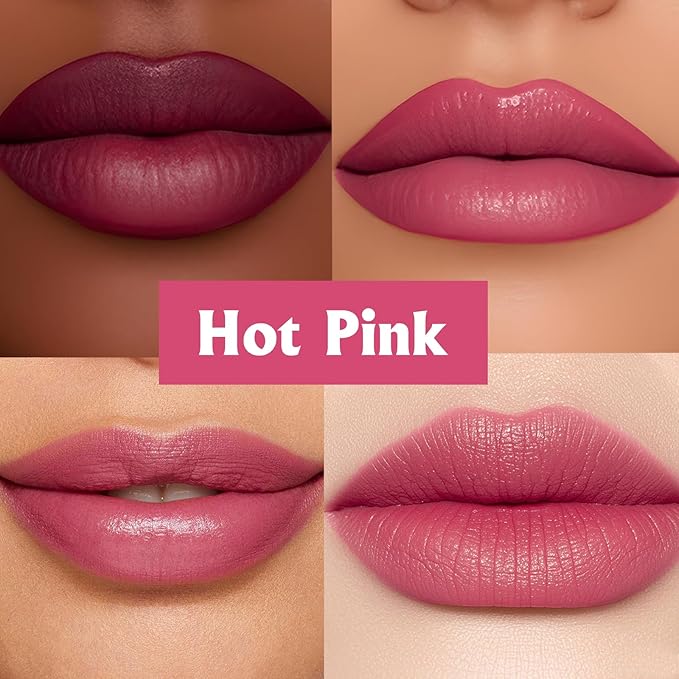 Peel Off Lip Stain, Hot Pink Lip Stain Peel Off Long Lasting Waterproof Lip Tint Stain Peel Off Matte Finish Pigmented Lip Liner Stain Tattoo Color Non-Stick Cup Liquid Lip Gloss Makeup