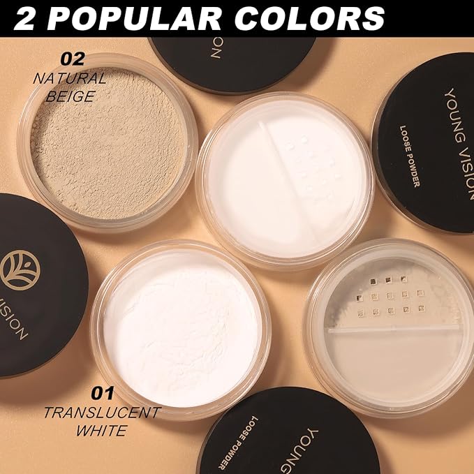 YOUNG VISION Flawless Finish Loose Face Powder - Translucent Setting Powder, Blurs Fine Lines & Imperfections, Lightweight, Long-Lasting, Suitable for All Skin Types, Makeup Essential