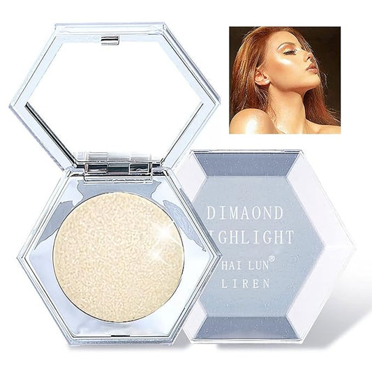 Shimmering Face Highlighter Makeup Palette Glitter Face Highlight Contouring Makeup Palette Smooth Glitter Powder Nose Eye Contour Palettes Glow Illuminator for Face & Body Cosmetics (Champagne Gold)