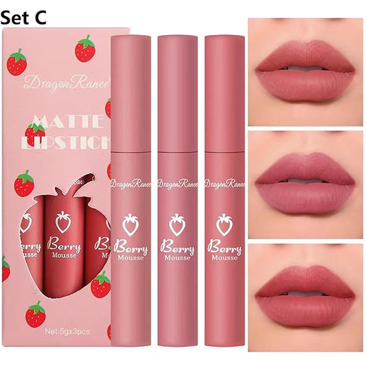4 Colors Matte Lip Stain Liquid Lipstick For Women Teens Makeup Set Long Lasting Waterproof lip liner stain Fade Resistant Highly Pigmented Lightweight Portable Vegan Lip Stick matte Set C