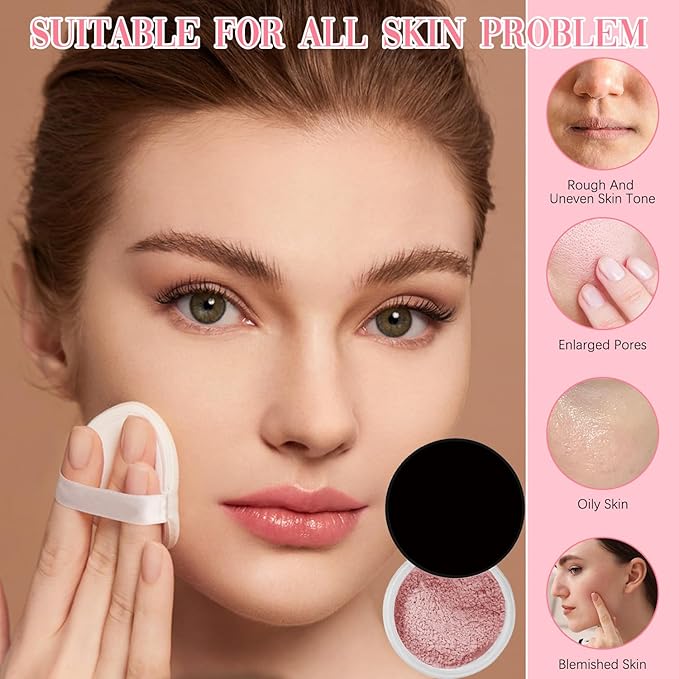 Blurring Setting Powder,Blurring Pink Powder,Beauty Pink Blurring Powder,Beauty Pink Setting Powder,Blurring Powder for All Skin Types