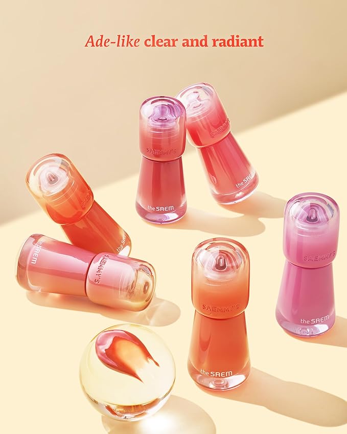 THESAEM Saemmy's Ade Shot Tint - Korean Lip Titnt, Water Gel Lip Stain with Plump Glowy Moisturizing Finish, Buildable Radiant Gloss, Long-Lasting Comfort, 0.1 fl.oz. (01 Grapefruit honey)