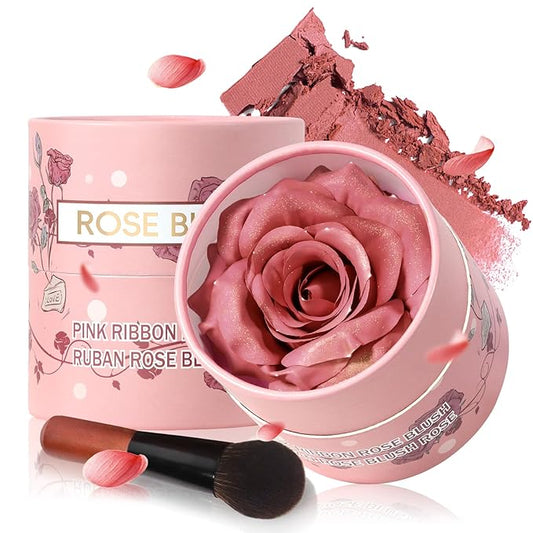 3D Rose Petal Blush for Cheeks, Baby Peach Cream to Powder Flower Blush Makeup Gift for Women, Natural Nude Dewy Finish Shimmer Buildable Face Rouge Rubor Highlighter Contour Makeup-Baby Peach