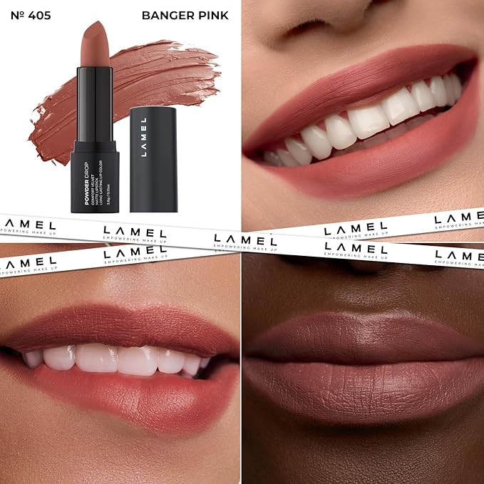 Brown Matte Lip Essentials Bundle: Gel Lip Liner Pencil 414 and Powder Drop Lipstick 405Set