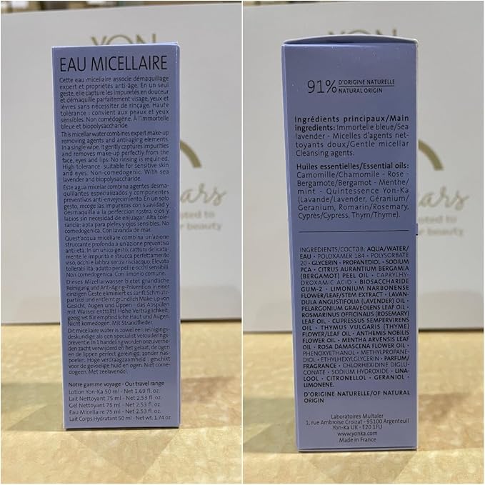 Yonka Cleansing Milk, Gentle Facial Cleanser & Makeup Remover with Eau Micellaire Micellar Water and Cleansing Makeup Remover, Luxury French Skincare, Paraben-Free