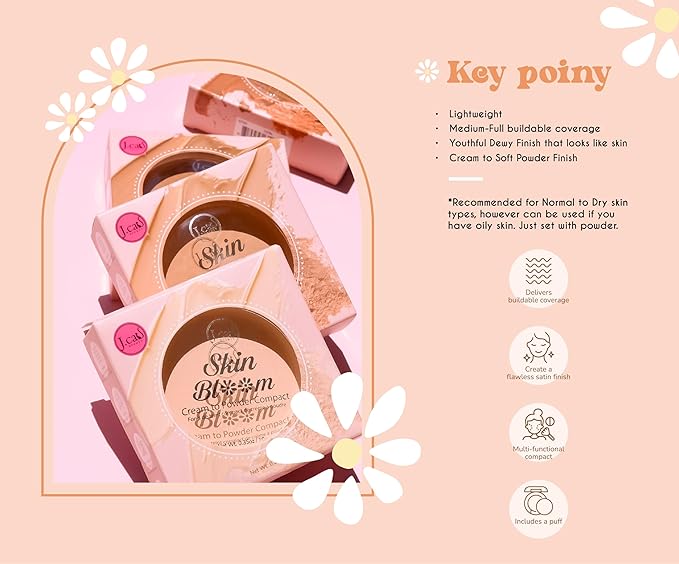 J.CAT BEAUTY Skin Bloom Cream to Powder Compact, Taupe, Women's Makeup and Accessories