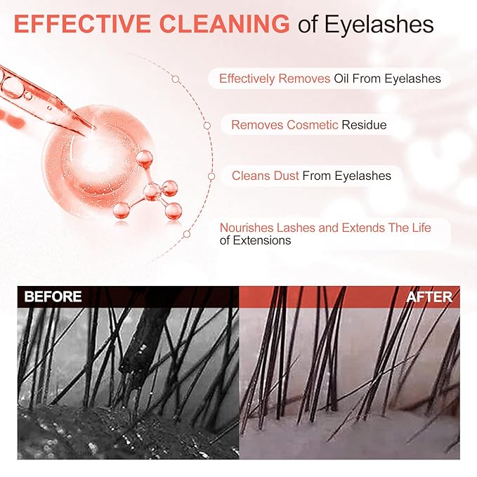 Lash Shampoo Concentrate 30ml Lash Cleanser Concentrate Add Hyaluronic Acid Oil-Free Lash Extension Shampoo Perfect for Salon,Peach