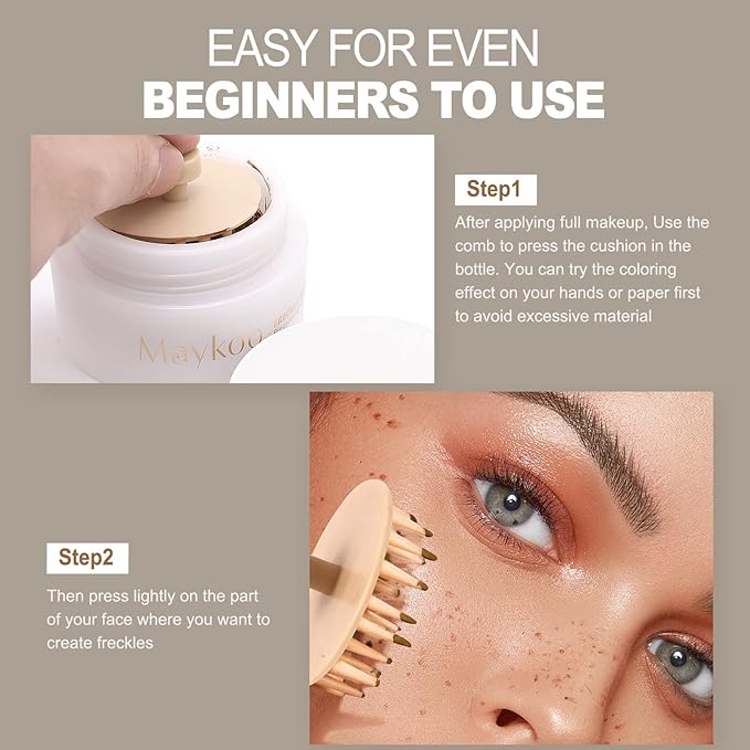 Freckles Stamp Air Cushion (Light Brown) and Face Oil Blotting Powder Cushion, Waterproof Long Natural Freckle, High Moisturizing Matte Makeup For Oily Skin
