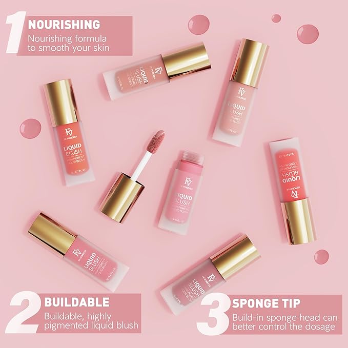 FV Liquid Blush Matte, Long Lasting Buildable Cream Blush with High-Pigment Color, Weightless Blendable Flush for Natural Finish (Love)