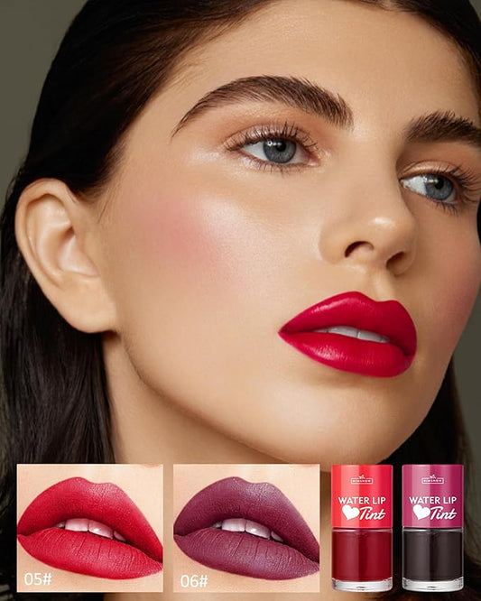 2 Colors Lip Tint Stain Set, Watery Tint Lip Gloss Long Lasting Waterproof Non-Stick Cup, Korean Lip Tint Glossy Lip Stain Mini Liquid Lipstick, Matte Velvet Tinta Para Labios Multi-use Lip Cheek Tint
