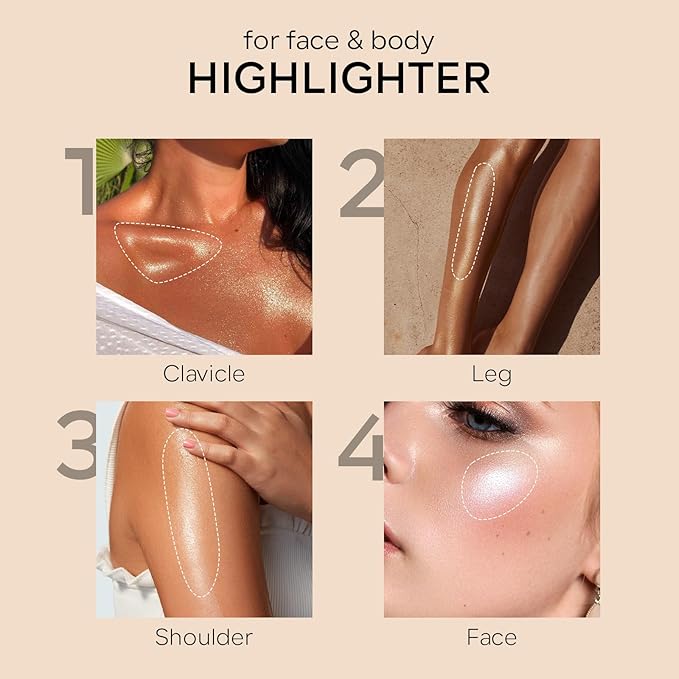 KYDA Body Luminizer, Waterproof Moisturizing and Glow For Face & Body, Radiance All In One Makeup, Face Body Glow Illuminator, Body Highlighter, 1 Fl.Oz, Glistening Bronzer