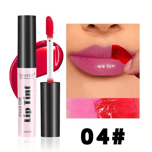 Peel Off Lip Stain, Long Lasting Waterproof and Transfer Proof Lip Tint, Matte Finish Peel Off Lip Stain, Non-stick Cup Peel Off Lipstick Lip Makeup for Women Girls (Color : Neonrose)