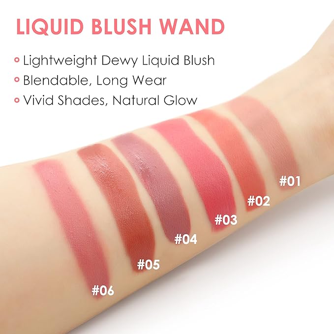 POPMISOLER Liquid Blush for Cheeks, Natural Matte Blush Wand with Cushion Applicator Long-wearing Soft Cream Blush Stick for Cheeks and Lips Blendable Stick Blush Makeup Liquid Cheek Blush, Peach Pink
