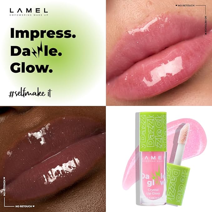 Dazzle Glow Crystal Clear Lip Gloss - Hydrating, Non Sticky - Cotton Candy