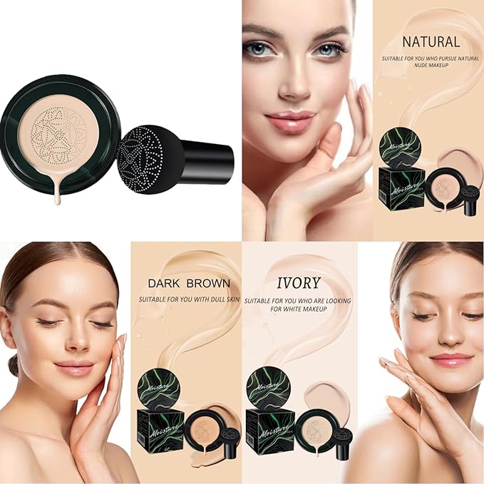 Cedar and Ash CC Cream - Cedar and Ash Makeup, Mushroom Head Air Cushion CC Cream, Cedar & Ash Moisture Concealer Foundation, Honey & Pine Make Up Flawless Light Long Lasting (1pcs*Natural)