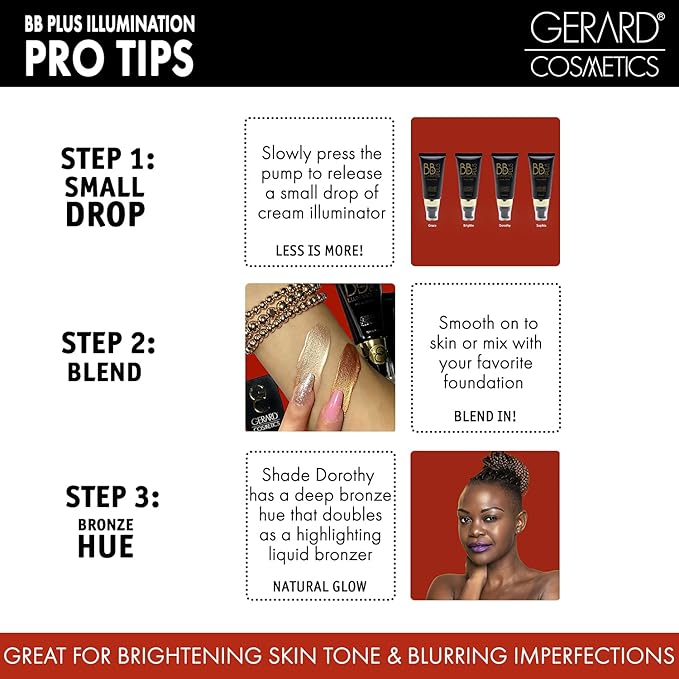Gerard Cosmetics BB Plus Illumination Cream, Skin Perfecting Liquid Highlighter BB Cream for a Natural Radiant Glow, Multi Use Illuminizer Makeup, Dorothy