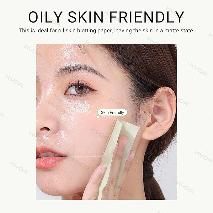KYDA 400 Sheets Oil Blotting Paper with Mirror and Puff, Refills Included, Skin-friendly Face Oily Absorbing Sheets for All Skin, Travel Size (1 Formal + 3 Fillers)