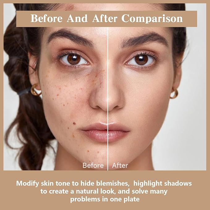 12 Colors Cream Concealer Foundation Palette, Long-Wearing Smudge Proof Blendable Full Coverage Cream Contour Blush Highlighter Color Correcting Concealer Foundation Palette Makeup