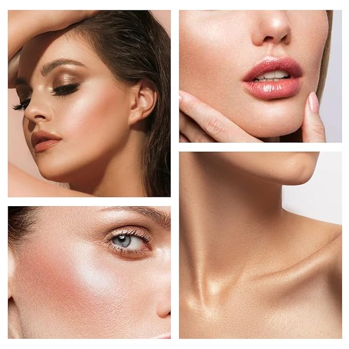 Boobeen Highlighter Palette - Powder Shimmer Highlighter Makeup Facial Illuminator Bronzer Palette - Waterproof Long Lasting