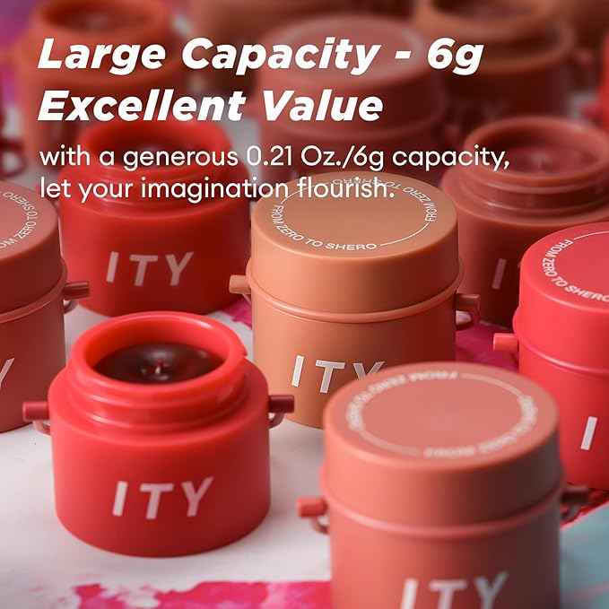 ITY Velvet Matte Finish Lip Stain-Mousse Textured Pudding Pot Lip Clay with Brush, Nude Shade, Dual-Use as Lipstick and Blush, Conceals Lip Lines, Rich Pigment, 0.21 oz (6g) in Terracotta Kiss