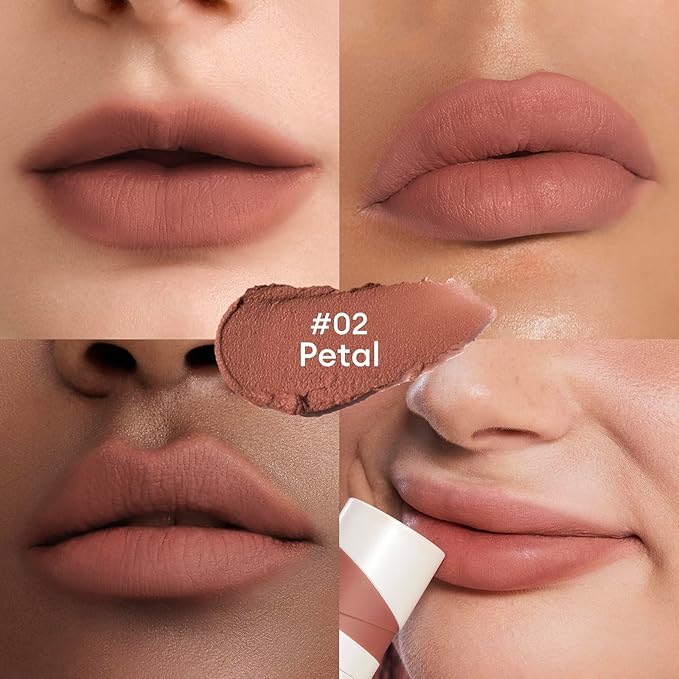 ITY Velvet Matte Finish Lip Stain-Mousse Textured Lip Clay, Conceals Lip Lines, Rich Pigment Lip Tint Lipsticks,2 Pack, 0.14 oz (4g) in Petal, Berrylicious