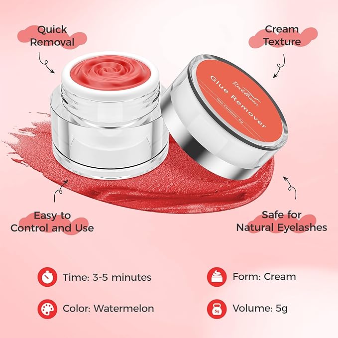 Eyelash Extension Remover Cream, Professional Lash Remover for Lash Extensions, Low Irritation, Fast Dissolution, Lash Extension Remover Cream for Salon Use, 5g (Strawberry)