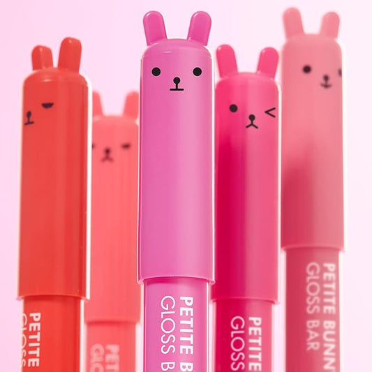 TONYMOLY Petit Bunny Lip Gloss for Women, Long Lasting Lip Crayon, Korean Lips Gloss, Vitamin E Enriched, Soften & Moisturize Lips, 3 pk