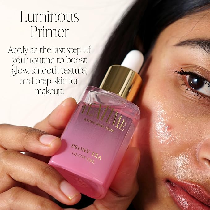 Byroe Peony Face Oil and Primer | Smooth and Hydrate for Flawless Makeup Base | Brighten Skin and Boost Moisture with Hyaluronic Acid & Bakuchiol | Vegan 1.01 FL Oz