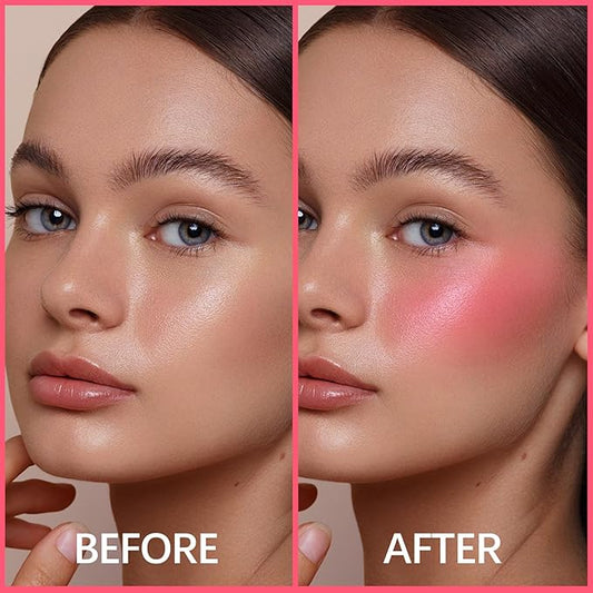 2 Pcs Liquid Blush, Long-lasting Liquid Blush for Cheeks and Eyes, High-pigment Color Lightweight Glowy Natural Facial Contouring