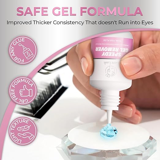 Speedy Remover for Eyelash Extension Glue Liore Lash/Fast Lash Adhesive Removal /60 Sec Dissolution Time/GBL Free Lash Debonder/Eyelashes Glue Remover Professional Tech Salon Supplies (15 ml)