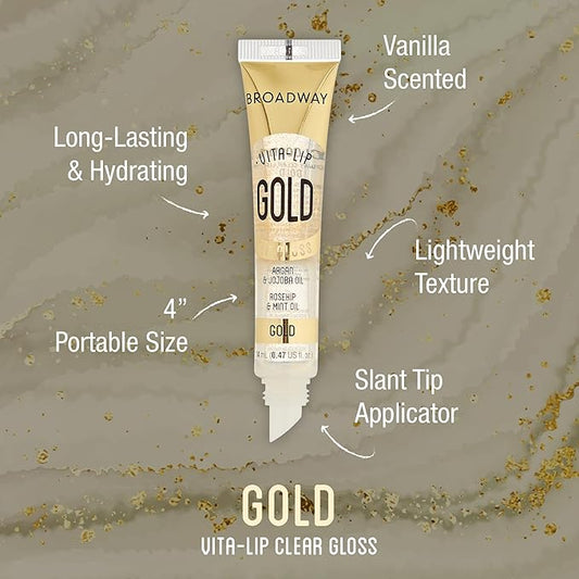 Ruby Kisses Broadway Vita-Lip Clear Lip Gloss (10 Pack), Ultra-Hydrating & Soothing Formula with Vitamins, High-Shine Non-Sticky Finish Lip Balm with Mint, Rosehip, Coconut, Mango, Argan, Honey, Shea