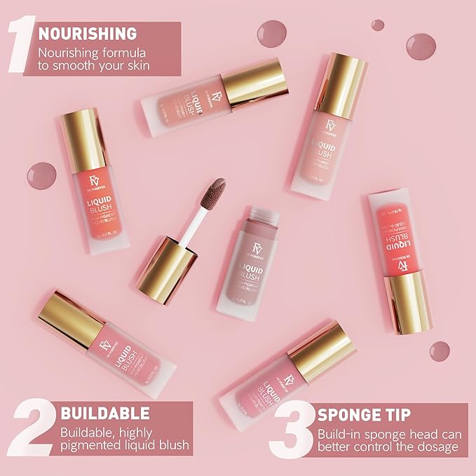 FV Liquid Blush, Long Lasting Buildable Cream Cheek Tint with High-Pigment Color, Weightless Blendable Formula for Natural Dewy Finish (Courage)