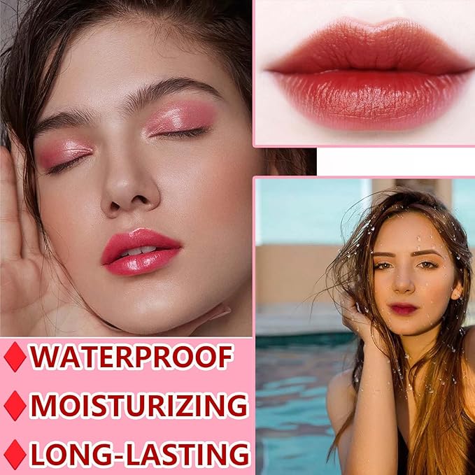 6 Colors Lip Tint Stain Set,Mini Velvet Liptint Watery Lipstain Long Lasting Waterproof Moisturizing Lip & Cheek Tint,Hydrating,Natural Glossy Liquid Lipstick Lipgloss Kits for Women (Set A)