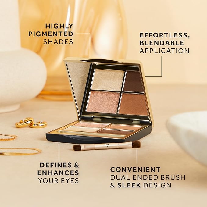 No7 Pro Artist Eyeshadow Palette - High-Pigment Eye Makeup with a Lasting Finish & Blendable Formula - Includes Matte & Shimmer Eyeshadow to Create Versatile Looks - Center of Attention (0.25 oz)