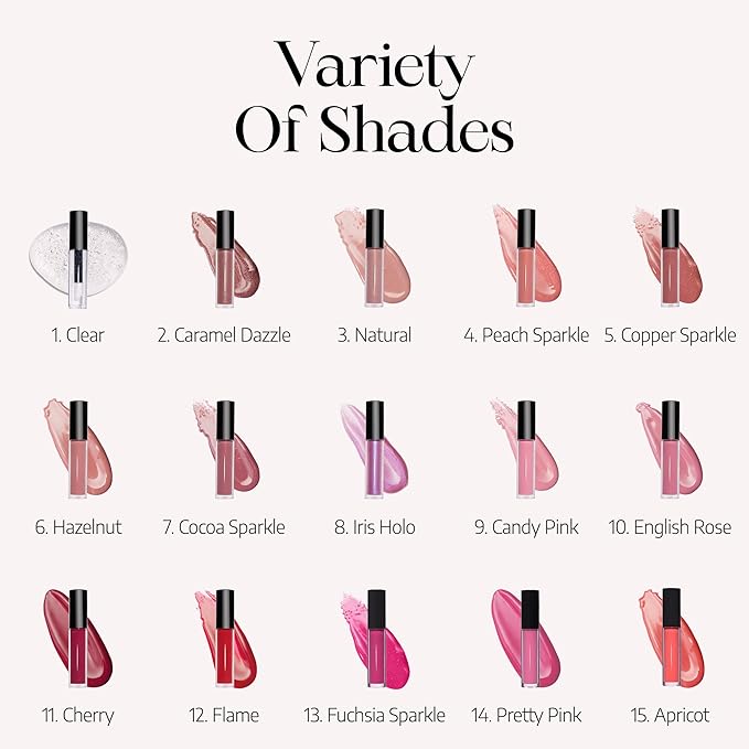 Radiant Professional Lip Glaze (15 Shades) - Ultra-Glossy, Moisturizing & Long-Lasting Hydration - High Shine Finish - Vegan Lip Glaze for Soft, Nourished Lips - Non-Sticky - (15 APRICOT)