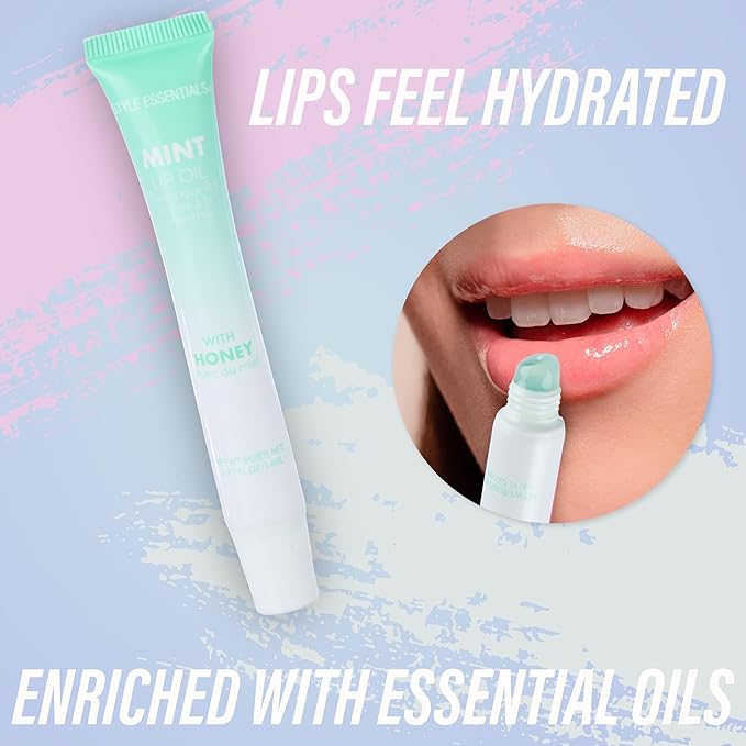 12pc Lip Oil Set - Flavored Lip Oils Value Pack, Hydrating Lip Oils w/Squeeze Tube Application, Moisturizing Lip Oil Collection for Everyday Lip Care and Lip Repair (FRUITS)