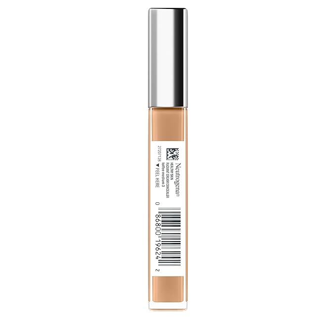 Neutrogena Healthy Skin Radiant Brightening Cream Concealer with Peptides & Vitamin E Antioxidant,Lightweight Perfecting Concealer Cream,Non-Comedogenic,Toffee Medium 03 with warm undertones,0.24 oz