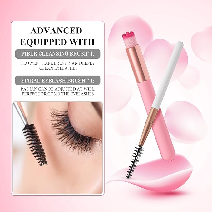 Eyelash Extension Cleanser 207ml +Mascara Wand+ Brush Eyelid Foaming Cleanser,Eyelash Wash and Lash Bath for Extensions,Paraben & Sulfate Free,Makeup Remover,Salon and Home use(207ml/7fl.oz)