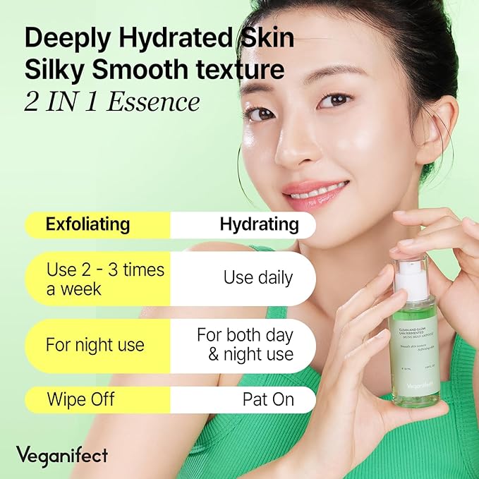 Cleanse & Glow Duo, LHA Deep Cleansing Oil & Mung Bean Serum, Makeup, Blackhead and Whitehead Remover with Gentle Exfoliation, Korean Skin Care