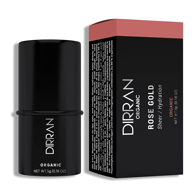 3 in 1 Natural Ingredient 90% Organic Blusher Stick For Lips, Eyes, & Cheeks, Hydration And Natural Beauty Apply directly And Blend With Fingertips, Small Enough to Carry (ROSE GOLD)