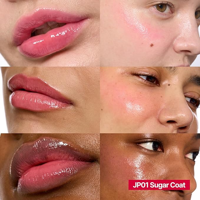 Glowy Jelly Pot + Keychain SET | Dewy Jelly Lip & Blush Color, Tinted Glow Jelly Balm, Dewy Buildable Finish – Sugar Coat (Coral Pink) | 0.14 oz