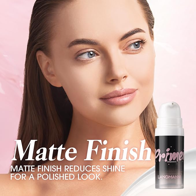 LANGMANNI Matte Grip Face Primer, Transparent Skin Perfecting Hydrating Gel Primer Essential for Longlasting Perfection Face Makeup (0.33 Fl Oz, 1)